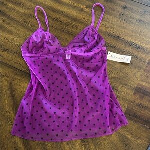 Purple Polka Dot Mesh Camisole